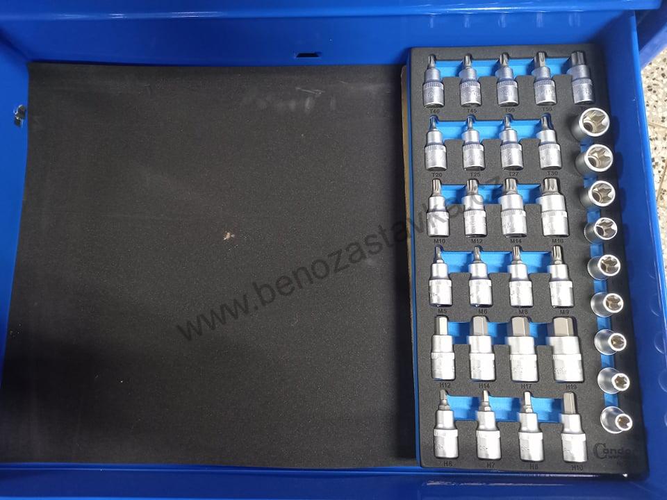 Modul - sada nástrčných a zástrčných hlavic v pěně 1/3 - 1/2", 34 ks - CONDOR