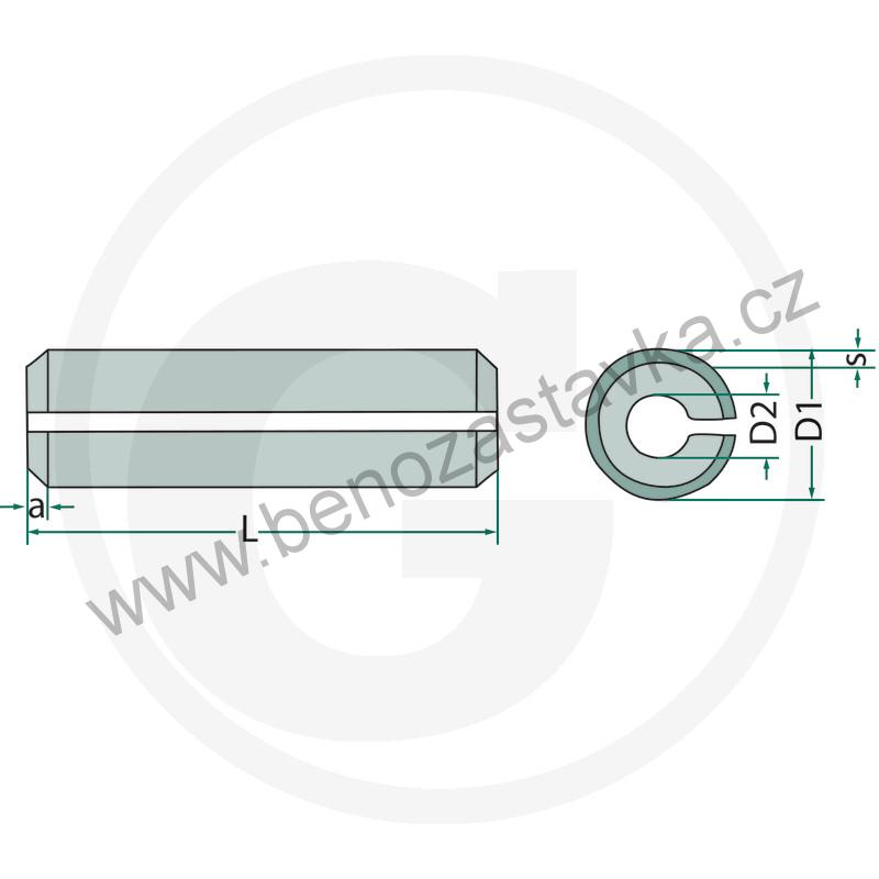 Pružný kolík 6mm, upínací pouzdro
