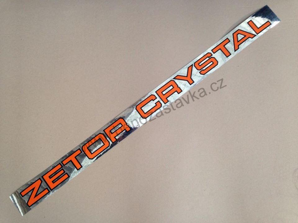 Nápis ZETOR CRYSTAL 6,5x94 cm - lesklé chromové pozadí - Zetor URII