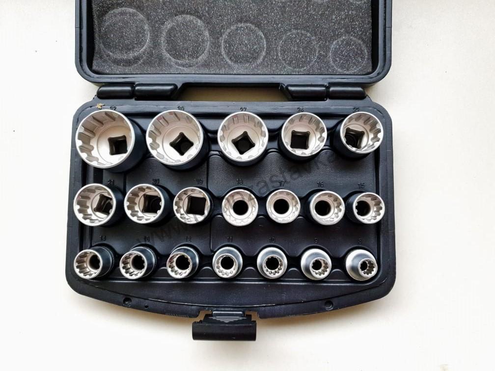 Sada hlavic MULTILOCK - 1/2" - 19 dílů - Fervi