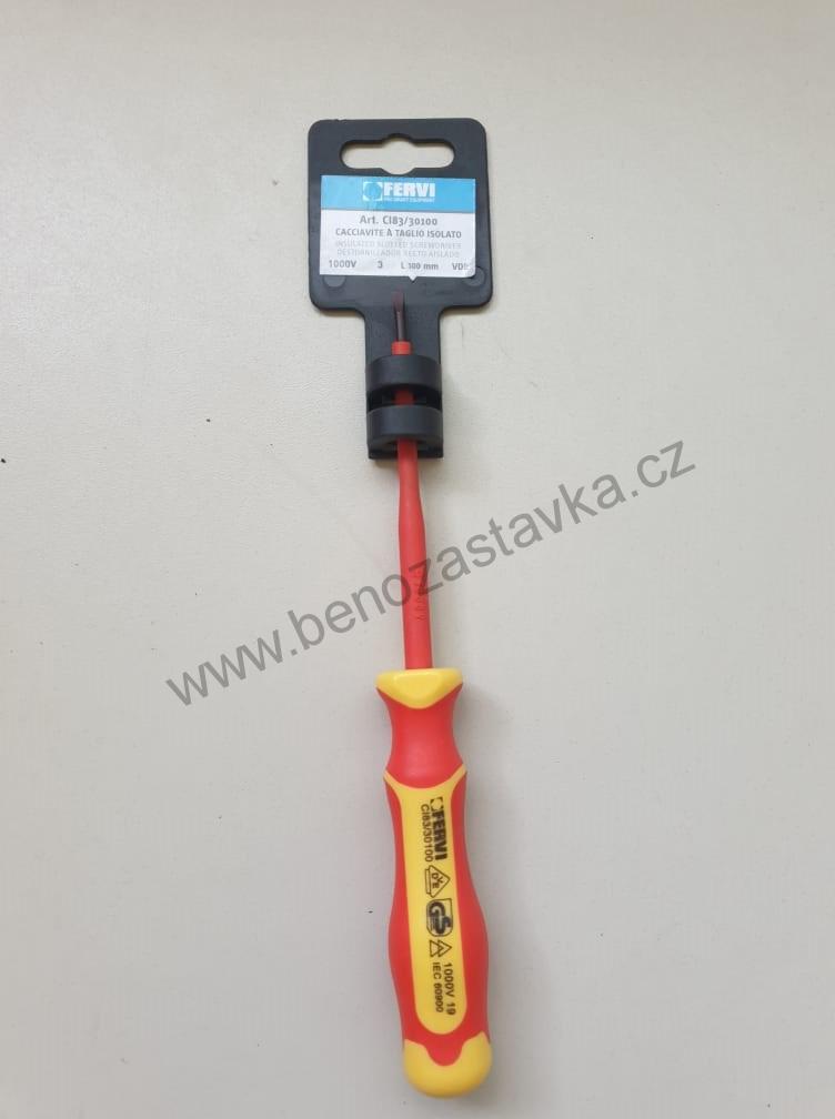 Plochý šroubovák, izolovaný - 1000V - 0,6x3x100 mm - FERVI