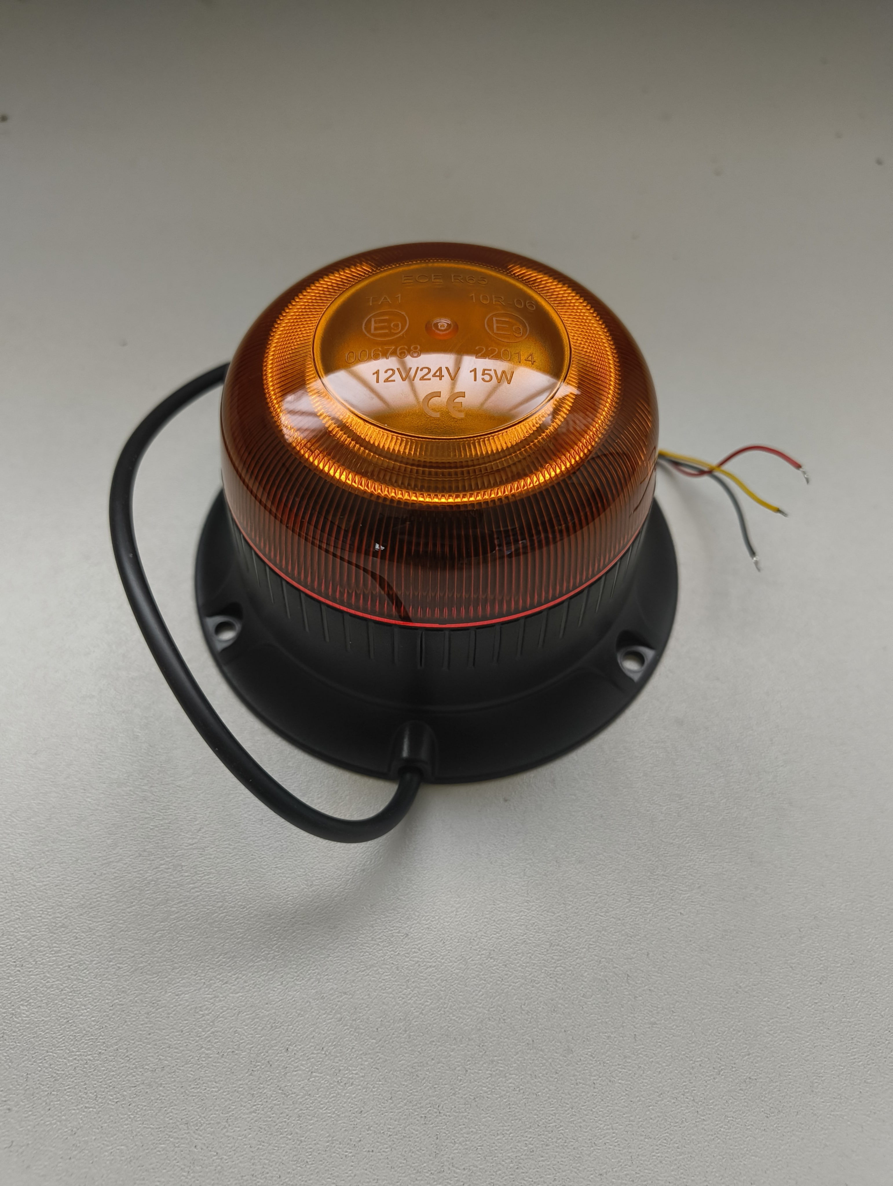Maják LED, nízký profil, 15W, 12/24 V, oranžový, šroubovací, Ø 86x67 mm