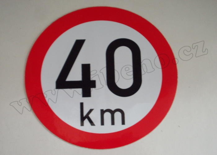 Konstrukční rychlost 40 Km/h - Samolepka