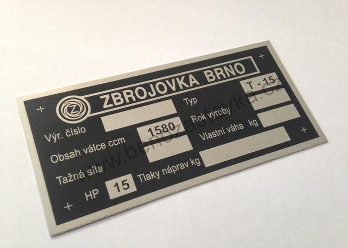 Výrobní štítek - Zetor 15
