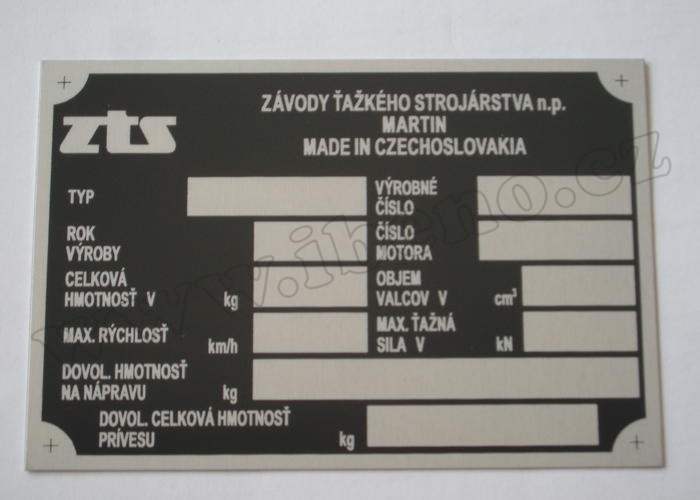 Výrobní štítek - Zetor ZTS