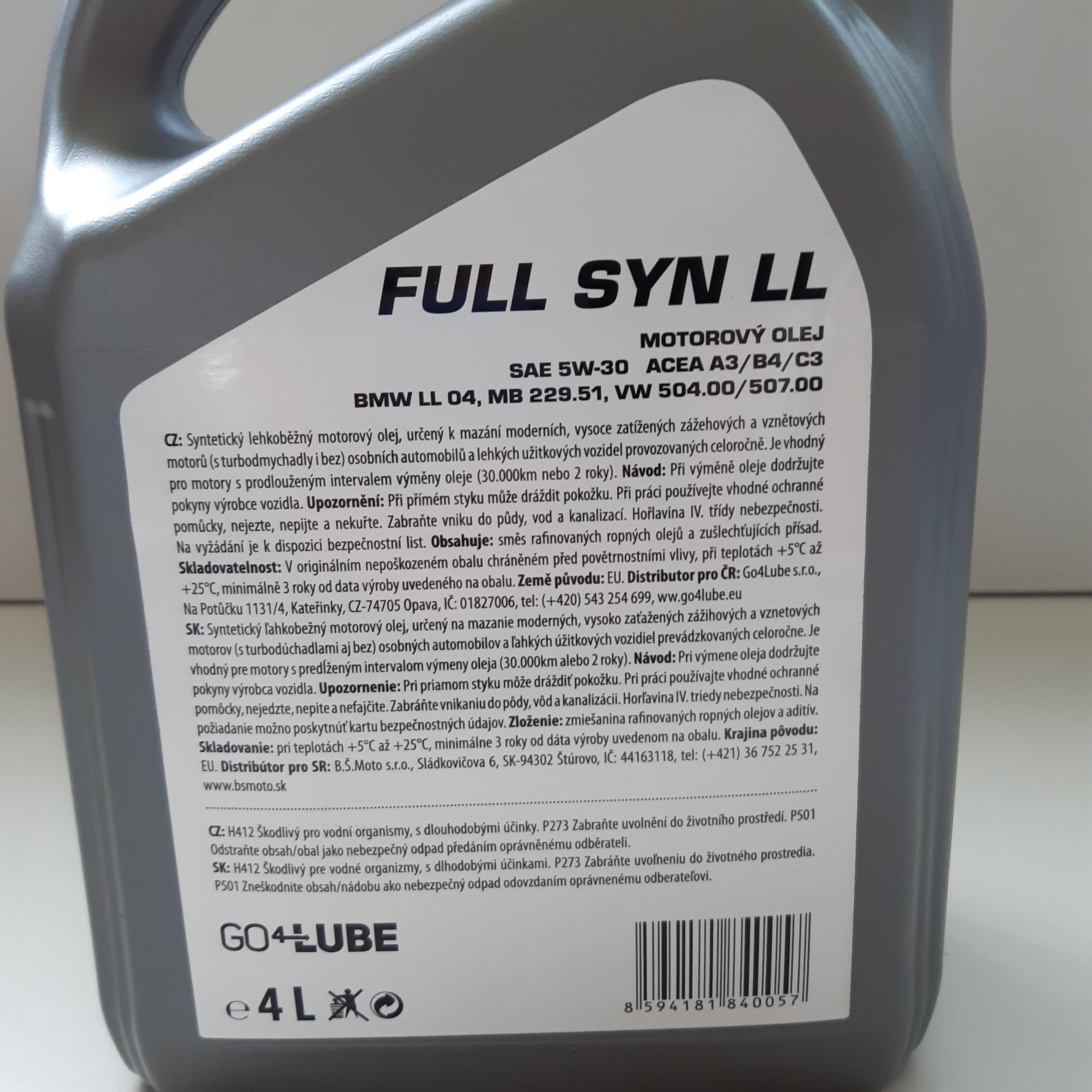 4Litry - Motorový olej CELOROČNÍ - FULL SYN LL 5W-30