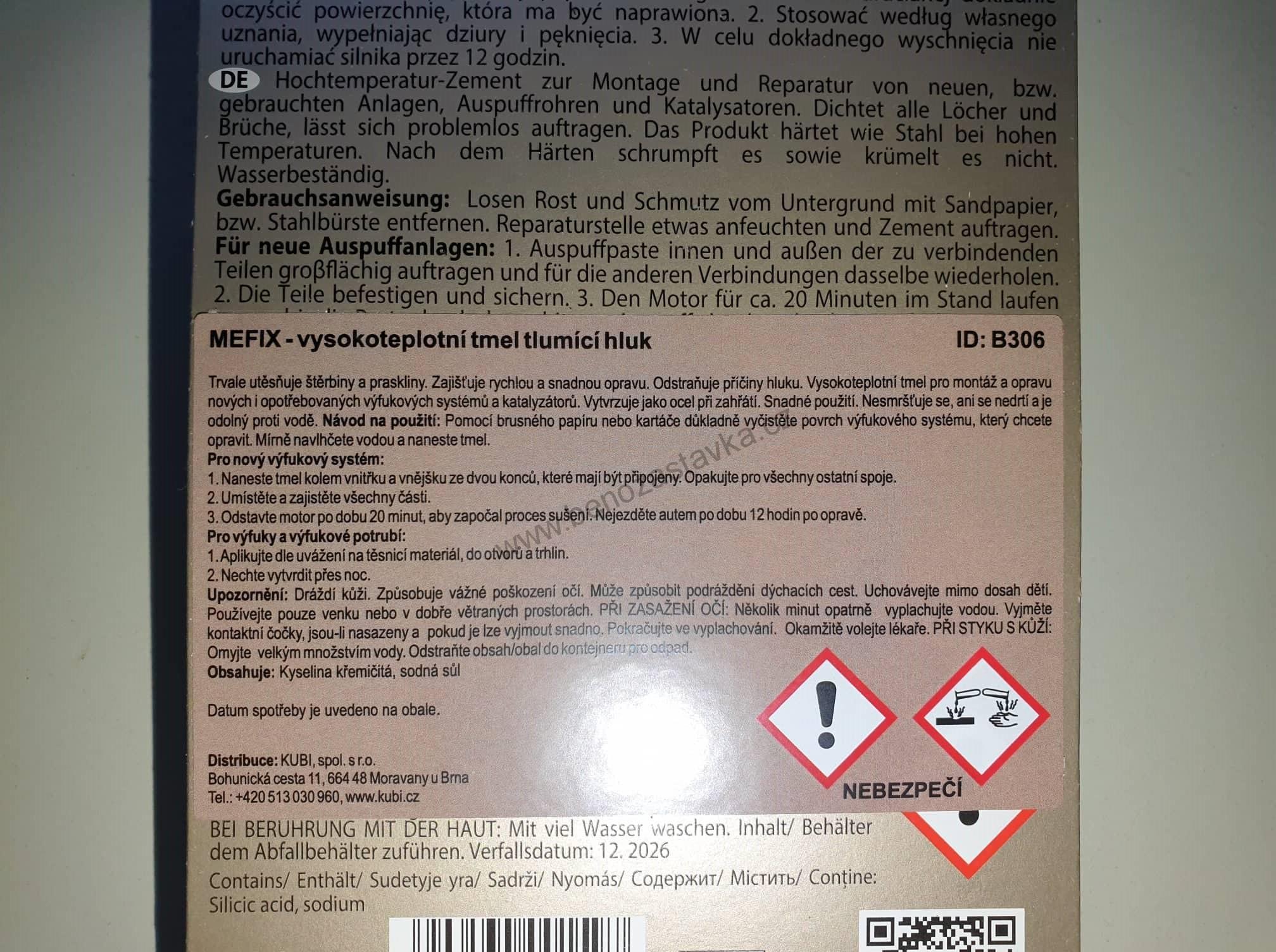 140 g - Vysokoteplotní tmel - pro montáž výfuku
