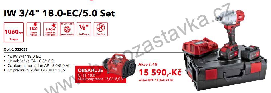 SET Aku-rázový utahovák IW 3/4" 18.0-EC/5.0 - FLEX
