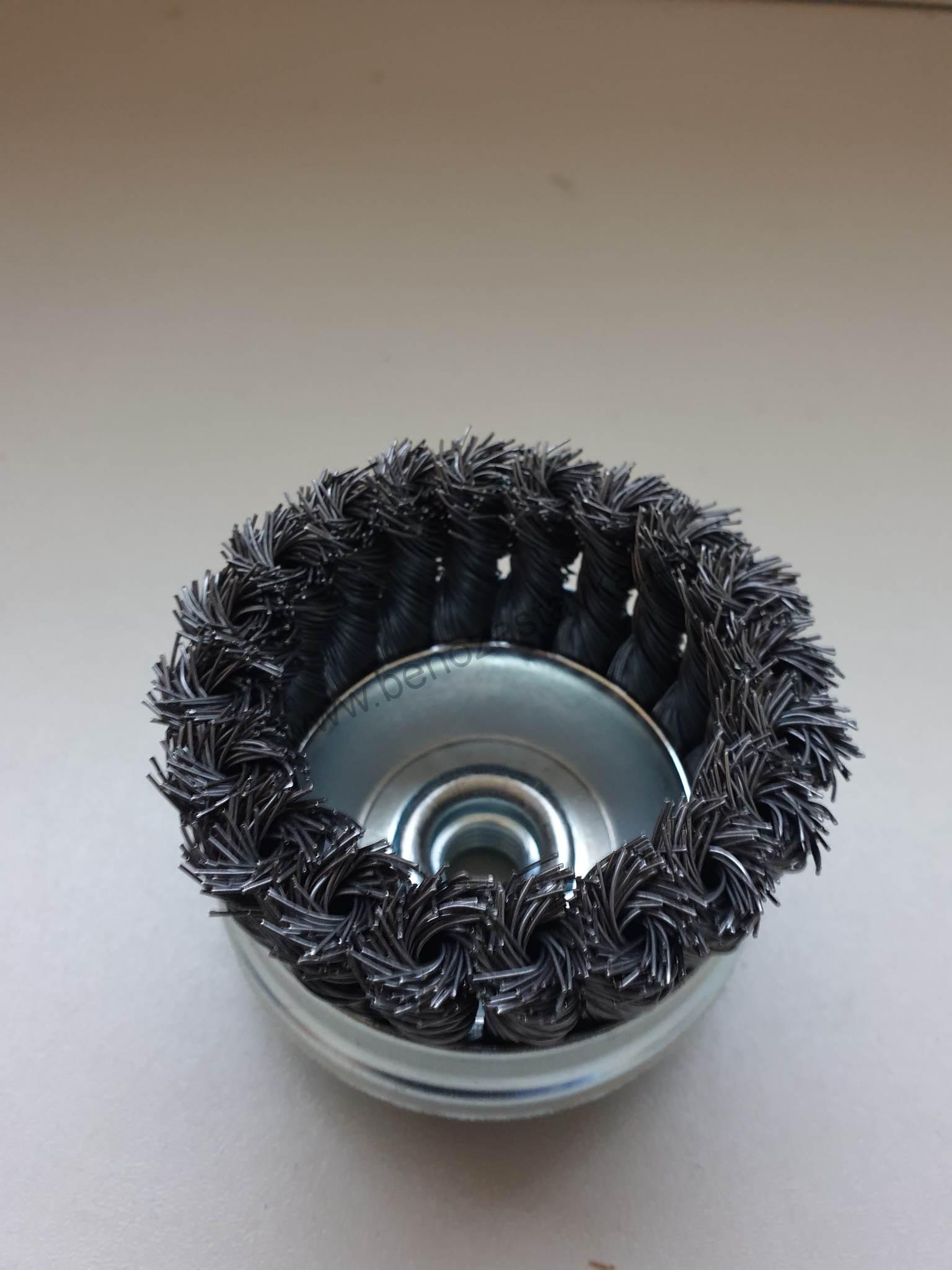 Kartáč hrnkový - copánkový (80 mm x M14), Fe 0,5mm