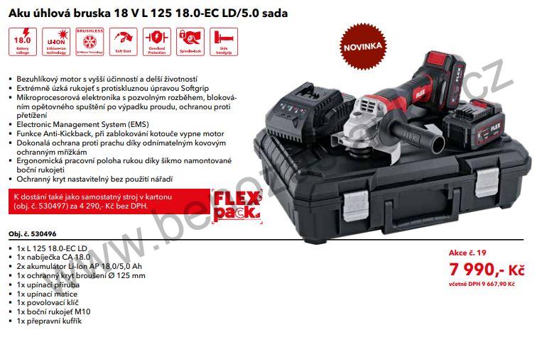 SET Aku úhlová bruska 18 V L 125 18.0-EC LD/5.0 sada- FLEX