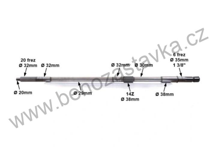 Vývodový hřídel 20 drážek - Zetor 3011 3511