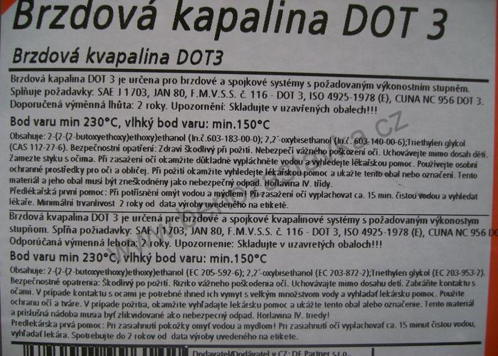 Brzdová kapalina DOT3-3L 