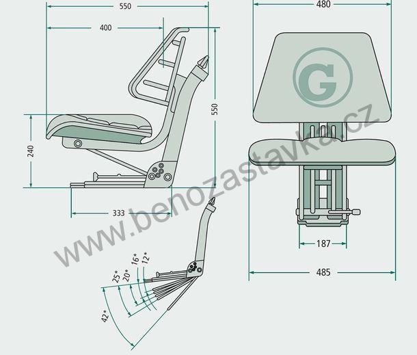 Sedadlo mechanicky odpružené - PVC potah