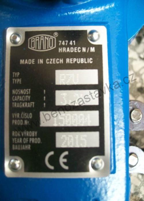 Zvedák řehtačkový RZV/3,2t x 1,5m - válečkový řetěz