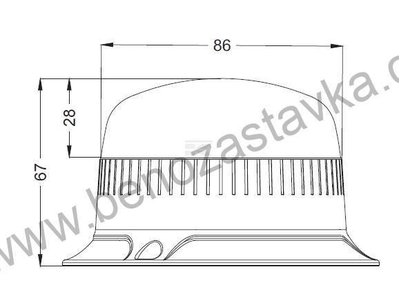 Maják LED, nízký profil, 15W, 12/24 V, oranžový, šroubovací, Ø 86x67 mm