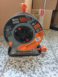 Prodlužovací PVC kabel na bubnu s vypínačem - 4 zásuvky, 25m, 1,5mm2