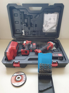 SADA - Aku-šroubovák + Aku-úhlová bruska + vrtáky + řezné kotouče - FLEXperience SET